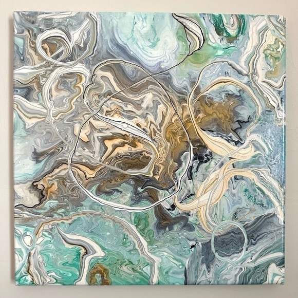 Unique Hand Painted Acrylic Canvas Made in NC One of a Kind Modern Timeless - Picture 4 of 6
